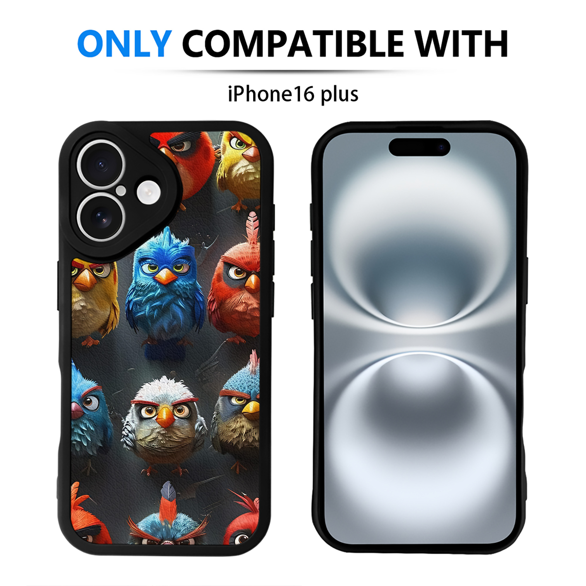 （画像用） Angry Birds アングリーバード 【iPhone 16シリーズ対応】シリコンスマホケース（レザー調） 材質：シリコン